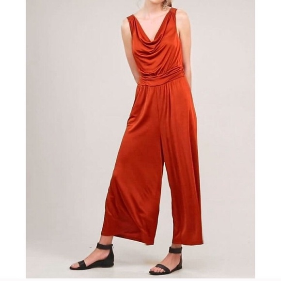 anthropologie orange jumpsuit